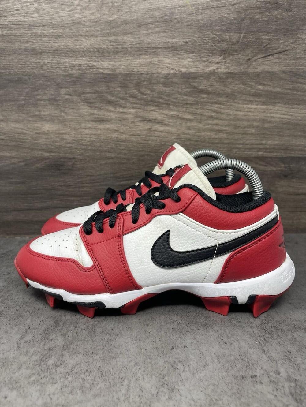 Air Jordan 1 Low Football Cleats Kids Size 6Y GS Red Chicago White HF6885-106